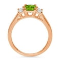 thumbnail image 4 of 1.88 ct Emerald Cut Natural Peridot 3 Stone 18K Rose Gold Womens Engagement Ring, 4 of 6