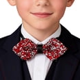 thumbnail image 2 of Boys' Bow Tie for Ages 5-10, Crystal Encrusted Leather Bow Tie for Kids, Formal Bow Tie for Wedding, Party, Hosting, and Suit Accessories Red, 2 of 5