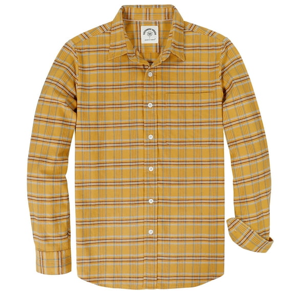 Dubinik® Flannel Shirt for Men Long Sleeve Men's Casual Button-Down Shirt 100% Cotton Soft Plaid Regular Fit with Pockets