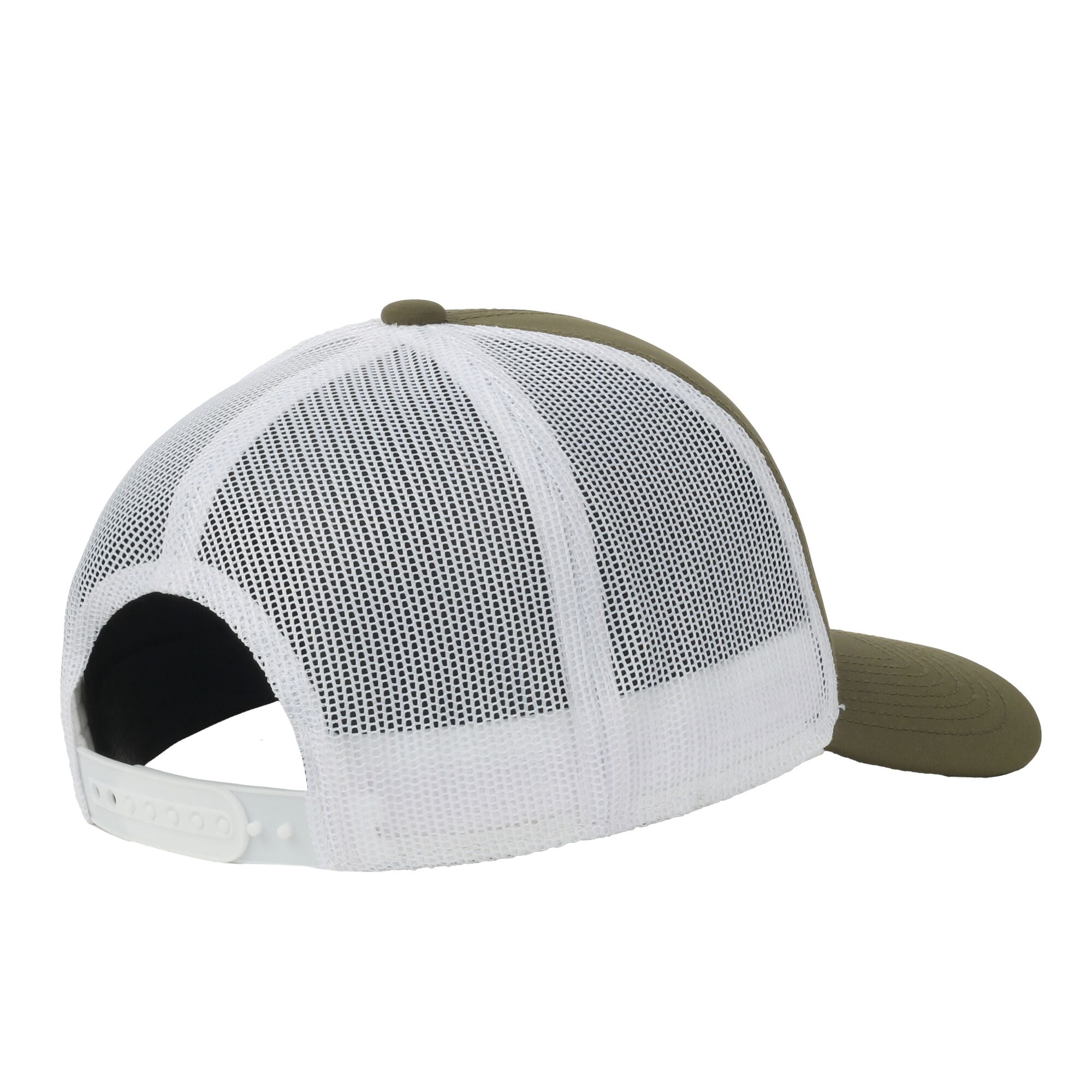 Olive/White Walleye 5-Panel Fishing Cap – Structured, Embroidered, Snapback, One Size