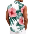 thumbnail image 6 of Men Turn Down Collar Sleeveless Hawaiian Tropical Button Down Vest Lightweight Breathable Vacation Beach Travel Tops Green XL, 6 of 6