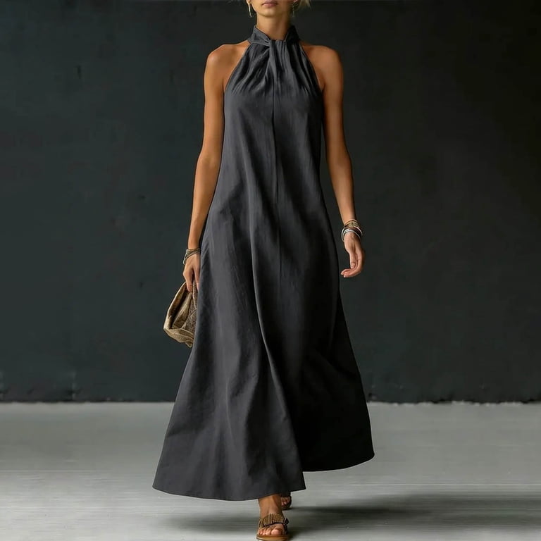 twist halter dress Women's Soft Jersey Twist-Front Maxi in Ivory size XL its a versatile warm Valora Halter Dress H Squared