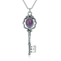 Key Neckalce for Women 925 Sterling Silver Amethyst Key Pendant Jewelry Birthday Gift
