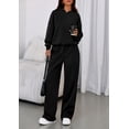 thumbnail image 2 of Conjunto deportivo para mujer PRETTYGARDEN con sudadera con capucha y pantalón ancho negro talla S, 2 of 8