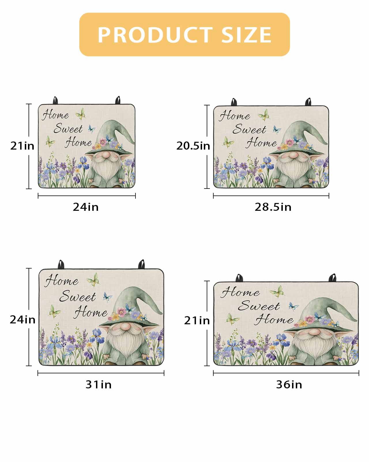 nqOlkjepod Large Induction Cooktop Protector Mat 28.5"x20.5", Rustic Gnome Stove Top Covers for Electric Stove, Spring Flowers Butterfly Beige Burlap Stove Burner Cover Mats, Glass Top Stove Cover