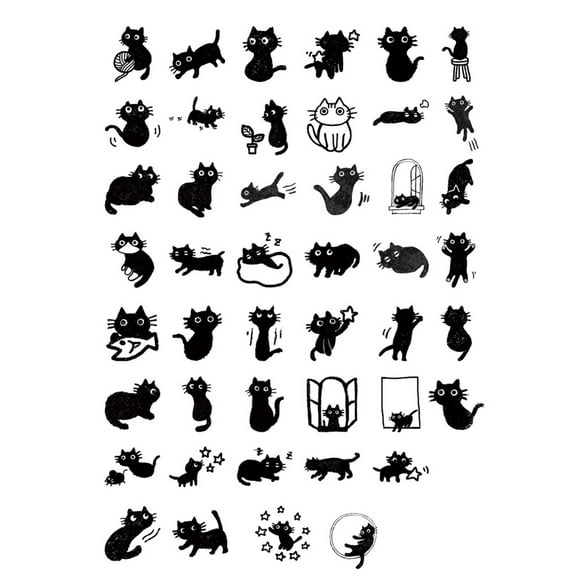 45 Pcs/Box Cats Theme Stickers Kitten Stickers Laptop Stickers Decorative Stickers for Journaling Water Bottle