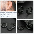 thumbnail image 5 of FaithHeart Viking Rune Huggie Hoop Earrings for Men Cool Nordic Ear Hoops Stainless Steel Jewelry Gift for Boyfriend Husband Valentine's Day, 5 of 12