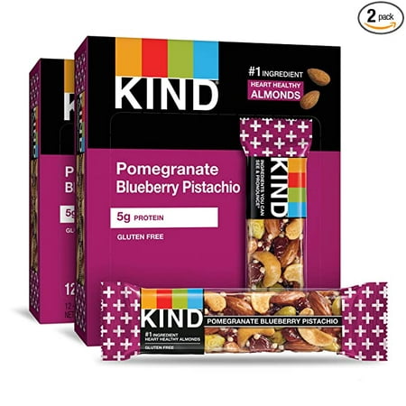 KIND Bars Pomegranate Blueberry Pistachio + Antioxidants Gluten Free 1.4 Ounce Bars 24 Count