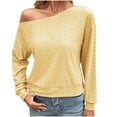 thumbnail image 1 of Pompotops Haut d'Automne pour Femme Décontracté Uni à Col Asymétrique Blouses à Manches Longues Haut à Manches Longues à Col Asymétrique Blouses en Solde, 1 of 8