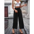 thumbnail image 5 of Women'S Casual Pants Loose Drawstring High Waist Wide Leg Beach Pants with Pockets Black S, 5 of 9