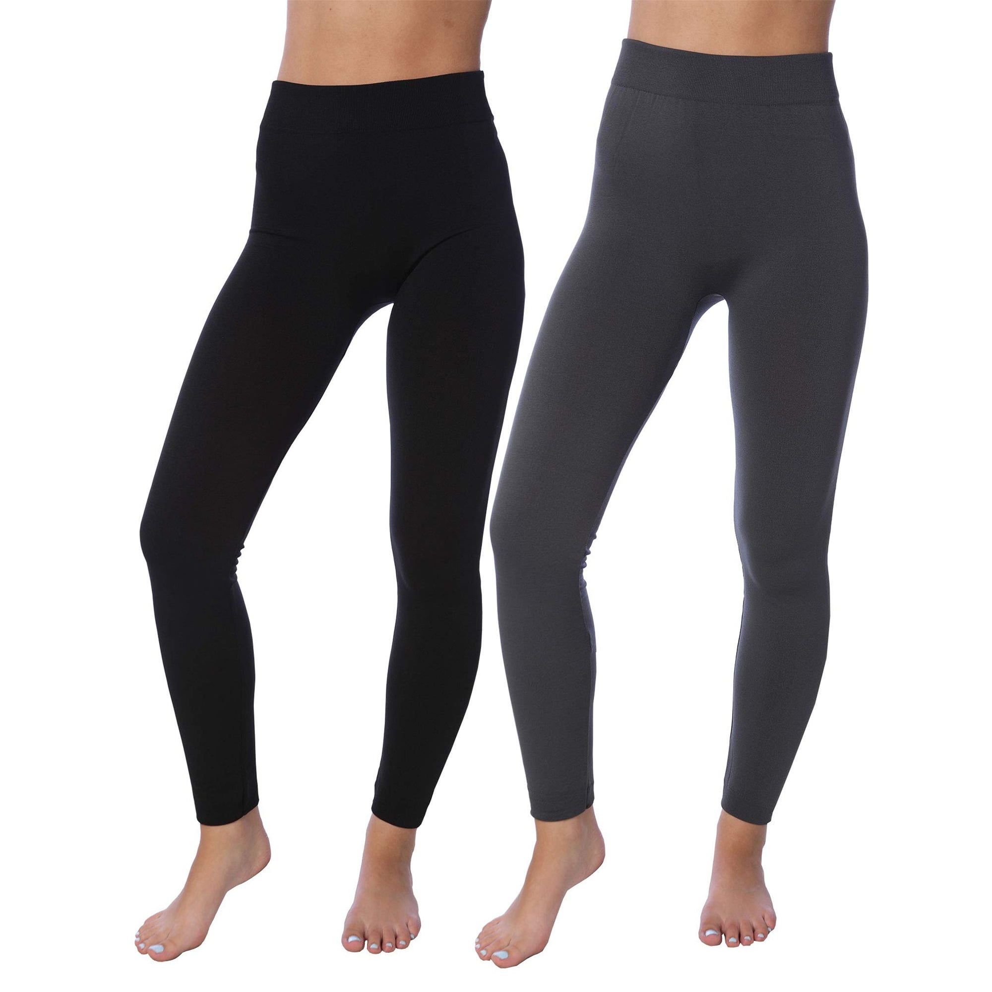 Active Club Fleece Lined Leggings for Women, Black/Dark Gray XL/2XL 2
