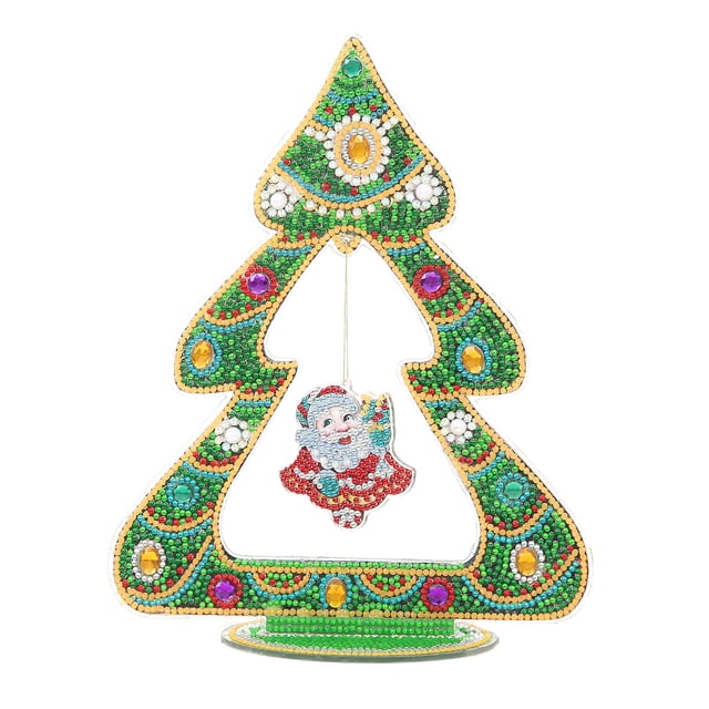 Kit de Peinture Diamant 5D Arbre de Noël - Design Bord Lumineux, 29x22cm Résine & PVC Artisanat, 5 Styles Optionnels, Décoration de Bureau Non Finie avec Stylo de Forage, Argile, Plateau & Strass