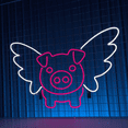 thumbnail image 2 of C-craft Flying Pig Wings Neon Sign Wall Art Kids Room Decor Dual Color Led Light Pink and White, 2 of 4