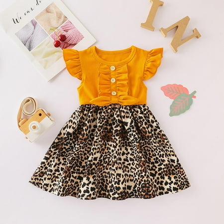 

IUHAN Baby Clothes Baby Girl Dresses Girls Flying Sleeveless Ruffle Dress Leopard Print Dress Kids Clothes Toddler Dresses Baby Girl Outfits Newborn Baby Christmas Gifts