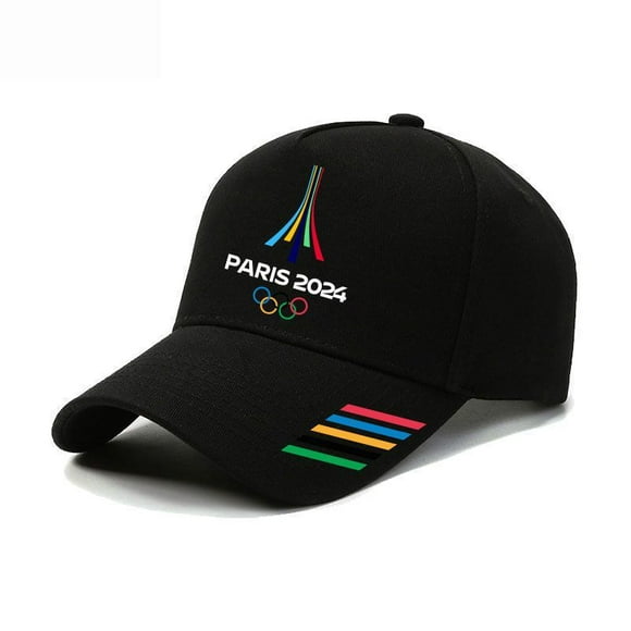 2024 Paris Games PARIS Five Rings Commemorative Cap Outdoor Sun Visor Baseball Cap style 2Black