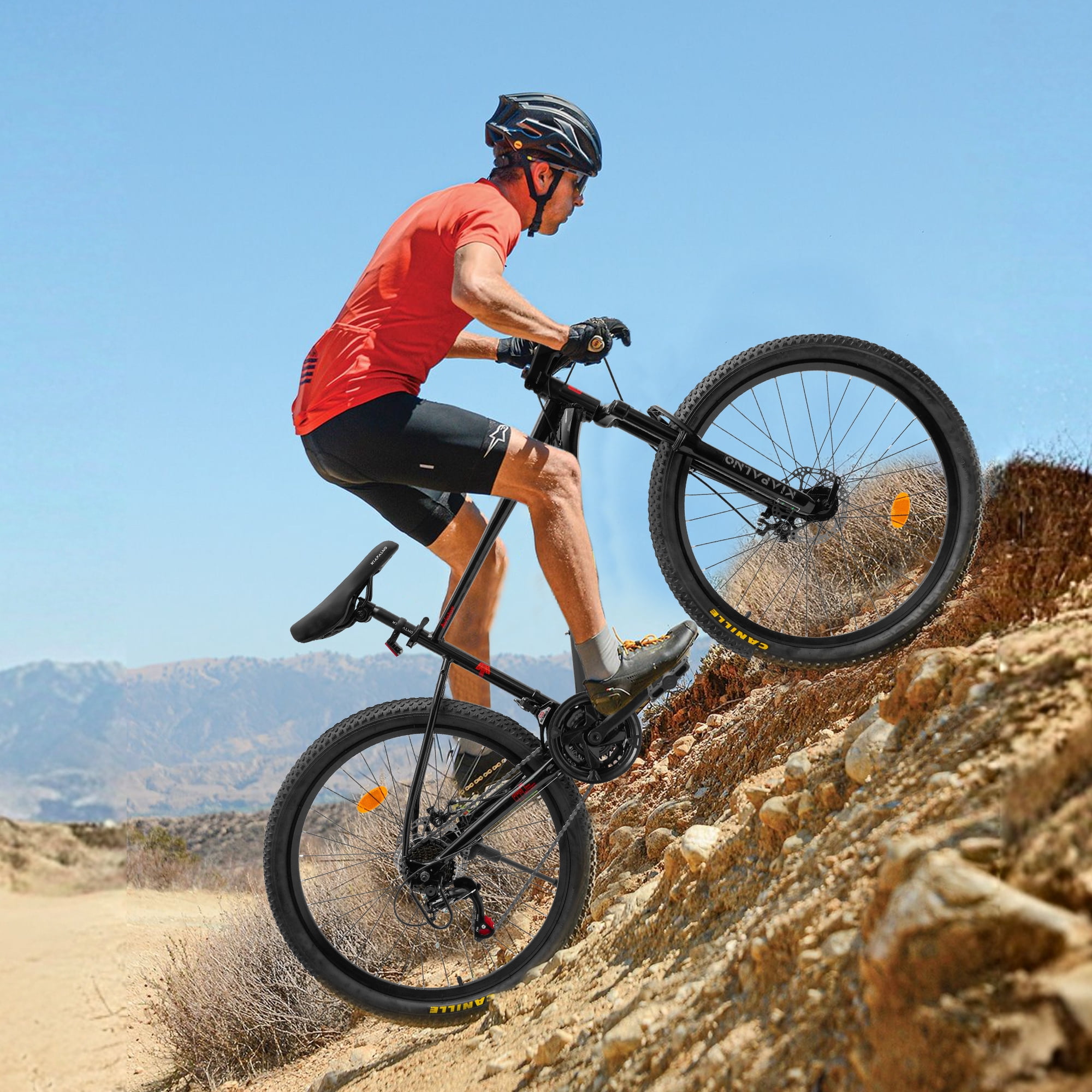 26 Inch Mountain Bike, 21 Speed Mountain Bicycle with Aluminium Alloy Frame, Dual Disc Brakes and Front Suspension, Men Commuting City Bike for Teenagers Adult, Quick Release Front Wheel, Black