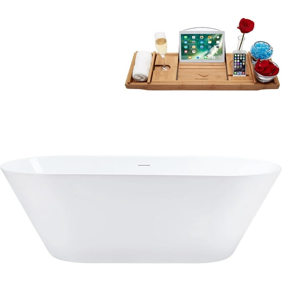 70'' Streamline N3660ORB Freestanding Tub and Tray With Internal Drain