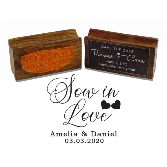 Printtoo Personalized&nbsp;Wedding Favor Wood Mounted Round Rubber Stamp Save The Date Custom Stamper-1.77 Inches Diamater