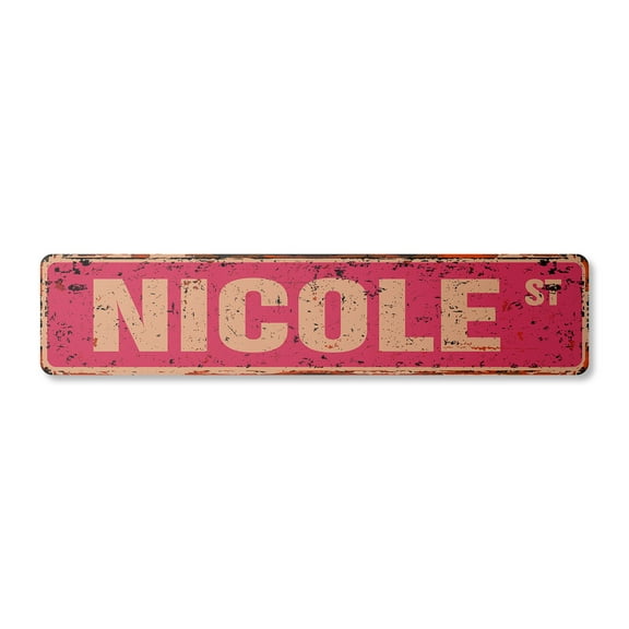 NICOLE Vintage Plastic Street Sign Childrens Name Room Sign | Indoor/Outdoor | 18" Wide