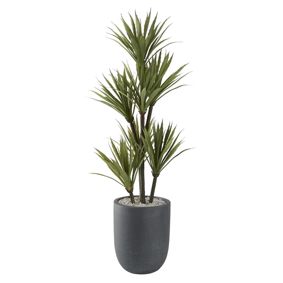 48" Yucca Tree in Small Round Grey Planter