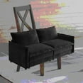 thumbnail image 3 of Modern Corduroy Fabric Loveseat Sofa for Living Room, 2-Seater with 2 Pillows, 3 of 11
