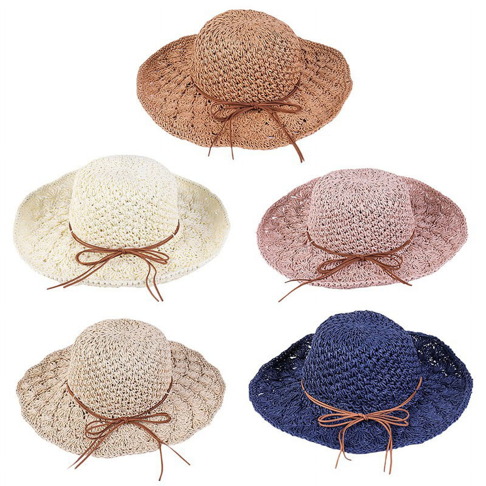 Maxcozy Womens Beach Sun Straw Hat Wide Brim UV Protection Hat
