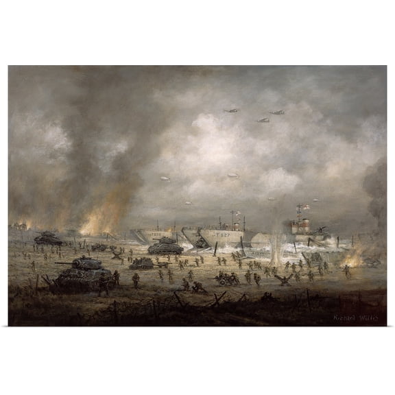 Great BIG Canvas | Rolled Richard Willis Poster Print entitled The Tanks Go In', Sword Beach