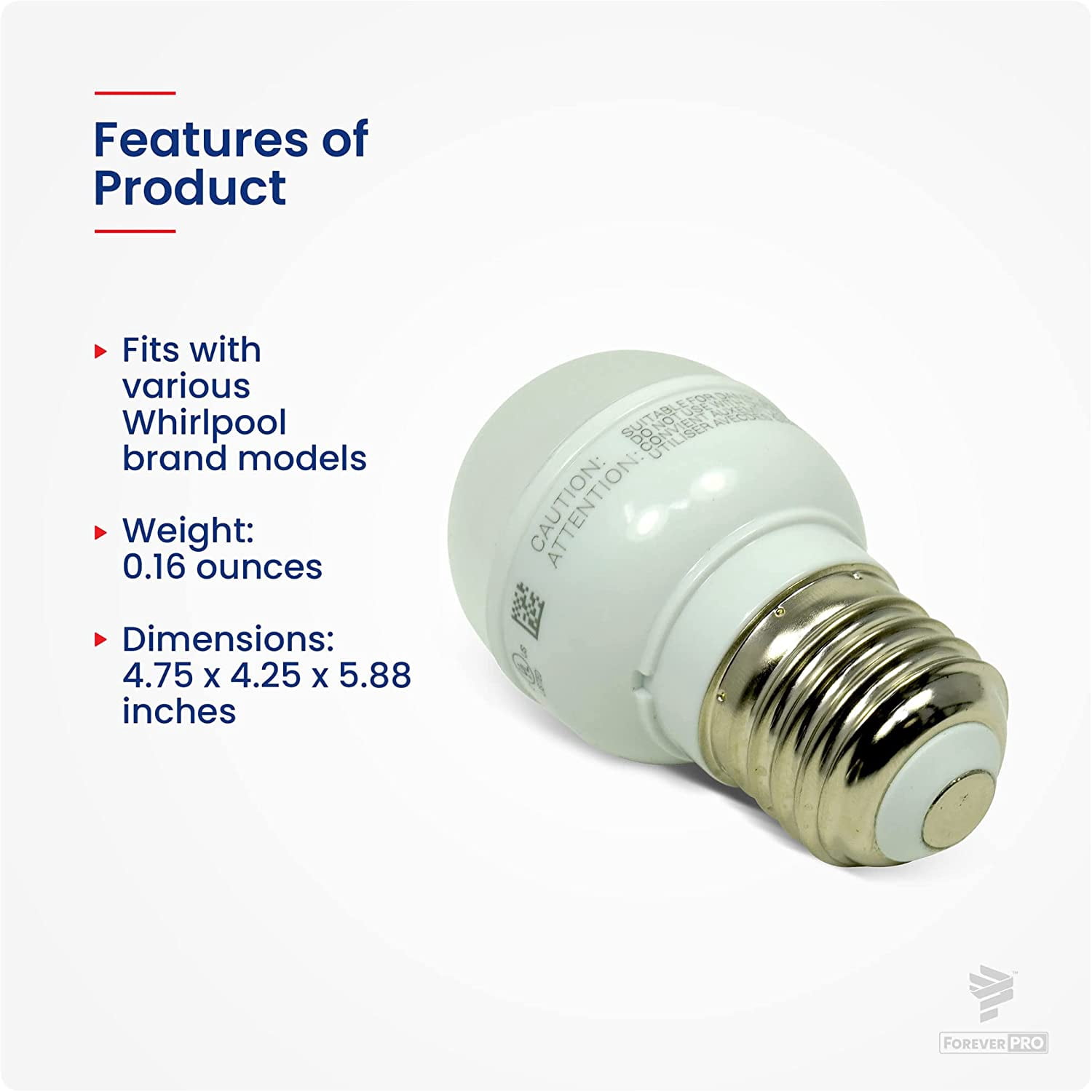 ForeverPRO 4396822 Bulb Light for Whirlpool Refrigerator 850166 1059249 2260802 AH971228