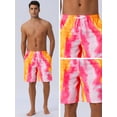 thumbnail image 4 of DARING DIVA Men's Tie-dyed Pattern Drawstring Elastic Waist Board Shorts 36 Pink Yellow, 4 of 6