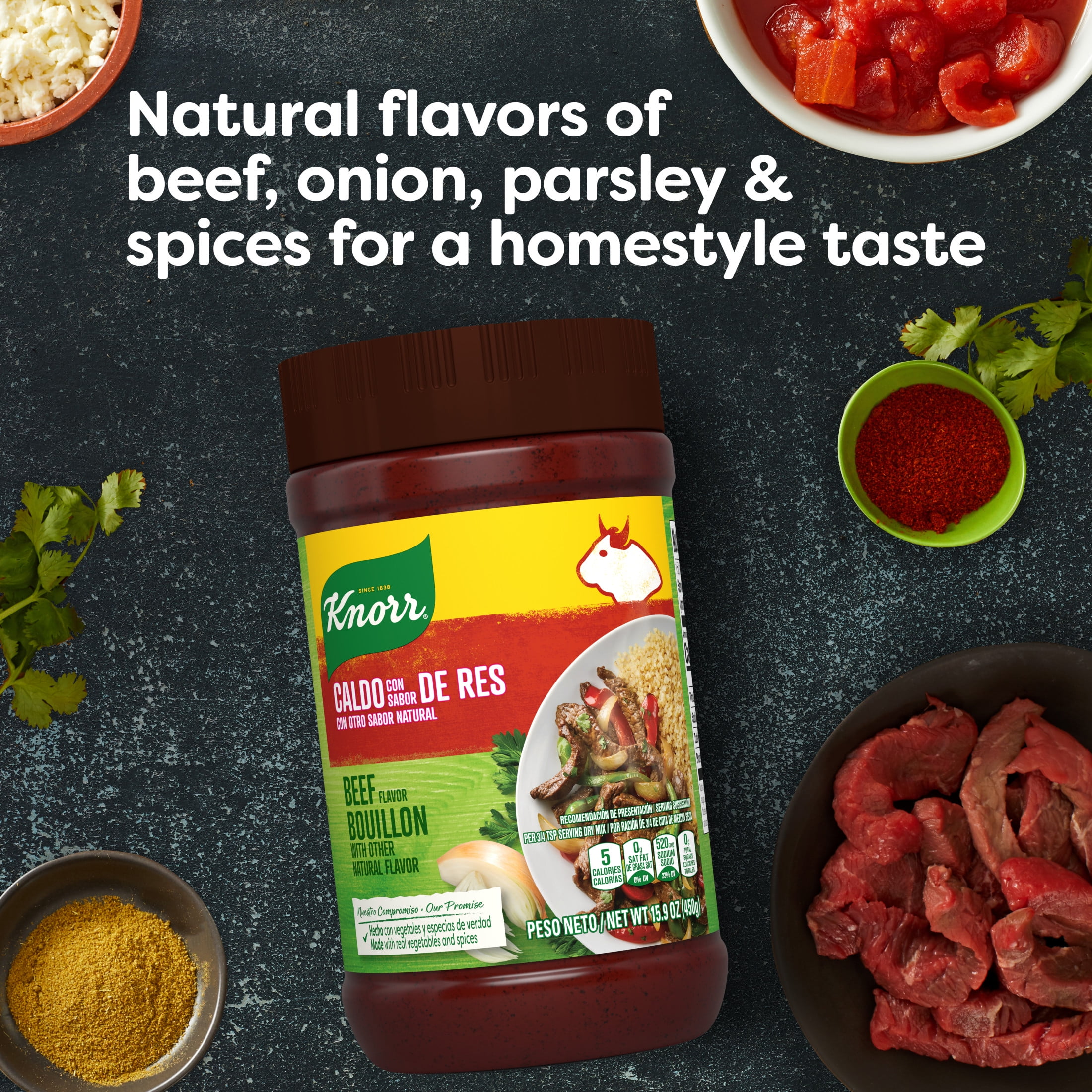(2 pack) Knorr Granulated Beef Flavor Bouillon Ground, 15.9 Oz Jar