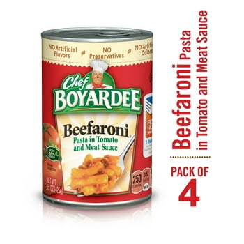 Chef Boyardee Beefaroni Beef Macaroni, Microwave Pasta, 4 Pack, 15 Oz