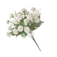 thumbnail image 3 of Flor de clavel artificial Oficina en casa Escuela Decoración floral Banquete de boda Tela de seda Ramo de flores falsas, Blanco Eigraketly HA6616-03B, 3 of 6