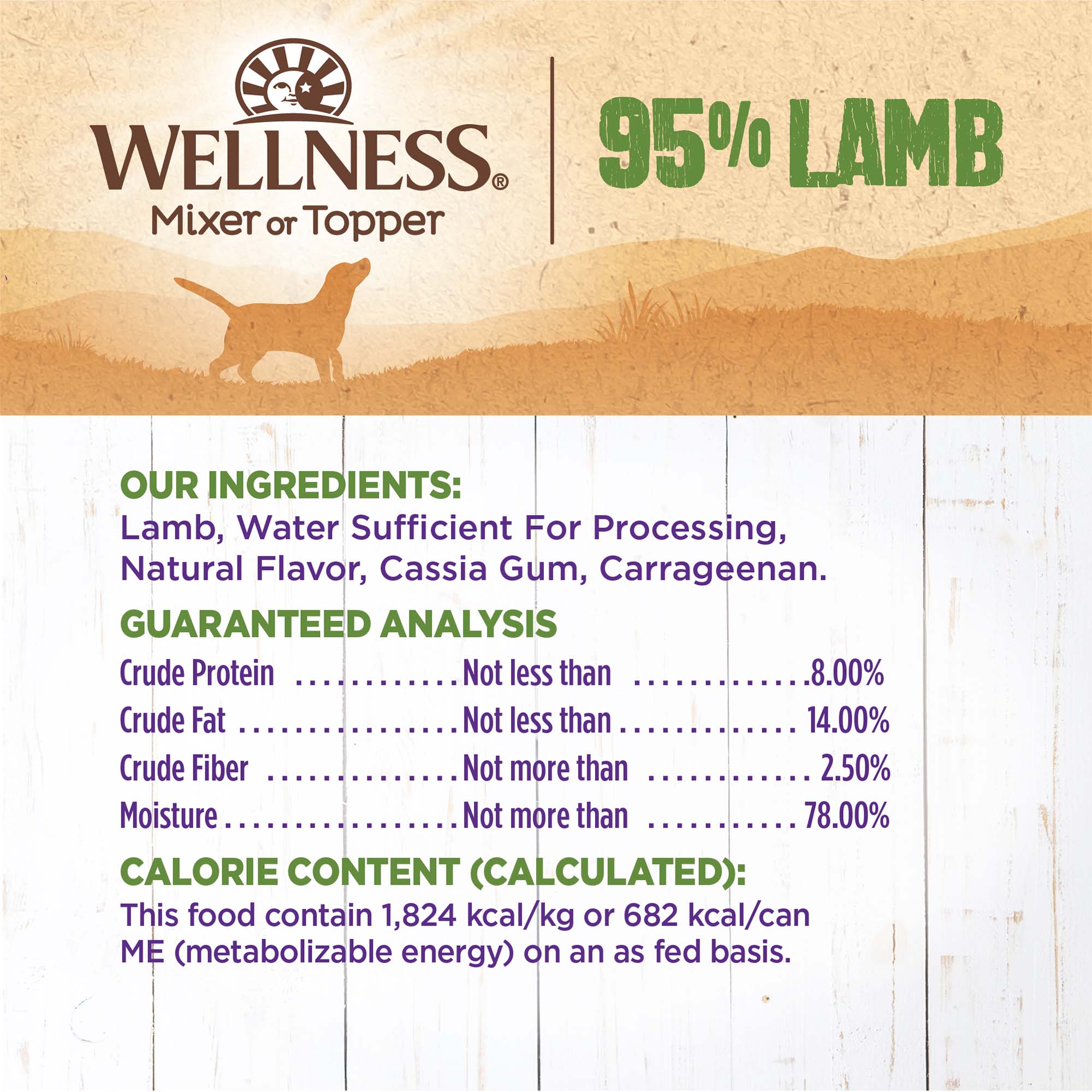 Wellness 95% Lamb Natural Wet Grain Free Canned Dog Food, 13.2-Ounce Can (Pack of 12) - image 5 of 8