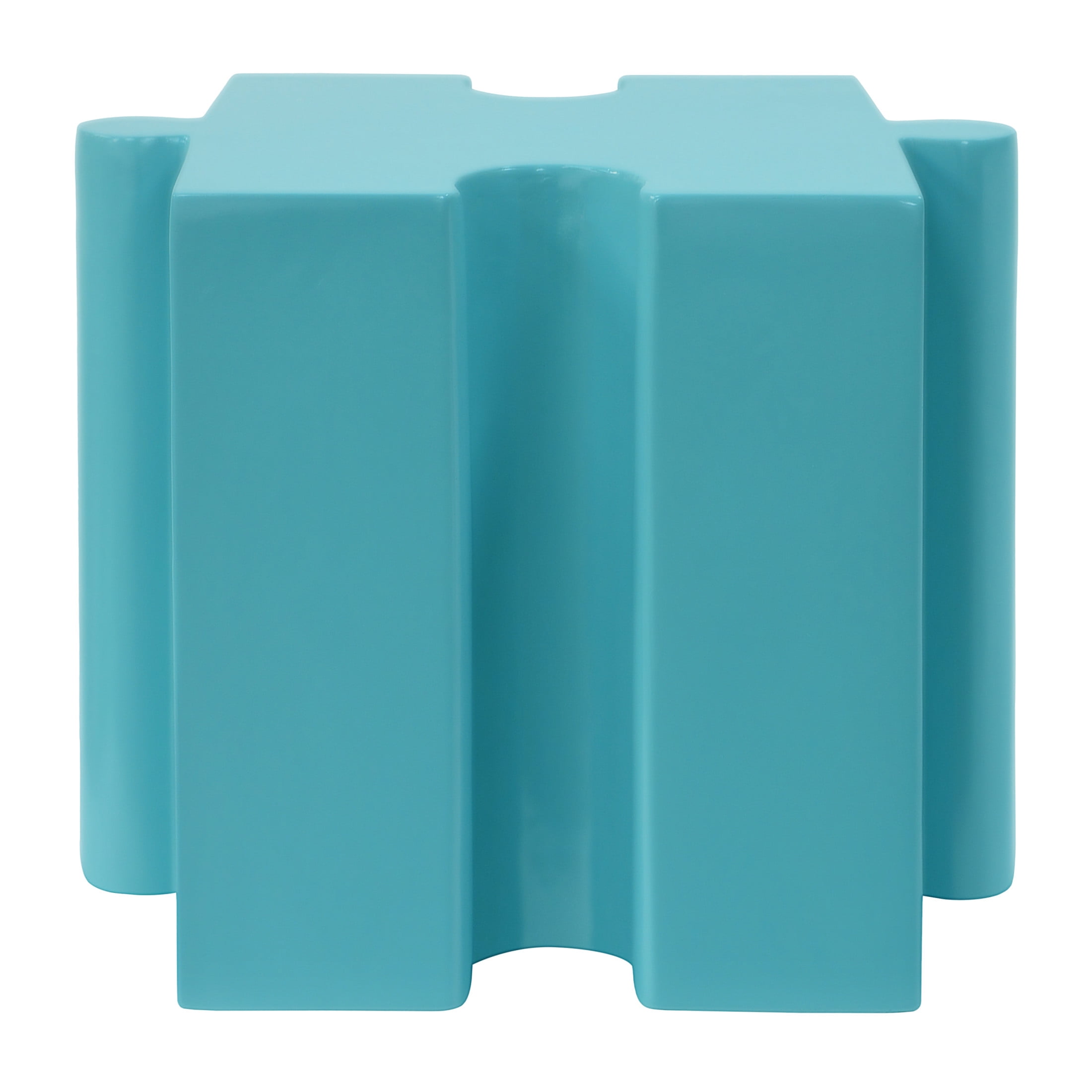 Christopher Knight Home Light Blue Puzzle Art Side Table, Modular Interlocking Design, Indoor Outdoor Use, Concave Edge