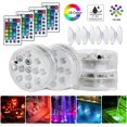 thumbnail image 1 of Paquete de 4 luces LED sumergibles RGB que cambian de color para piscina IP68 a prueba de agua para fuente de piscina, boda, fiesta, Halloween, decoración navideña (4 piezas) JFHHH pequeña, 1 of 4