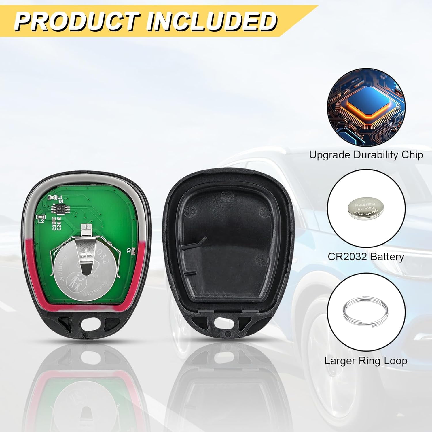 Key Fob Replacement for 2001-2002 Chevy Silverado Suburban Tahoe& GMC Sierra Yukon/ 01-04 S10 Sonoma/ 2002 Avalanche& Escalade Car Keyless Entry Remote Control,KOBLEAR1XT 15042968,3 Buttons