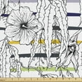 thumbnail image 1 of Floral Sofa Upholstery Fabric by the Yard, Monochrome Botanical Motifs Hand Drawn Flowers and Leaves Along Colorful Stripes, Decorative Fabric for DIY and Home Accents, Multicolor by Ambesonne, 1 of 5