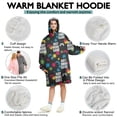 thumbnail image 5 of Wearable Oversized Blanket,Multicolor Controllers Games Icons Black Pattern Wearable Blanket Hoodie for Adults,Cozy Hooded Blankets with Super Pockets,Super Warm Fuzzy Pullover for Women & Men, 5 of 6