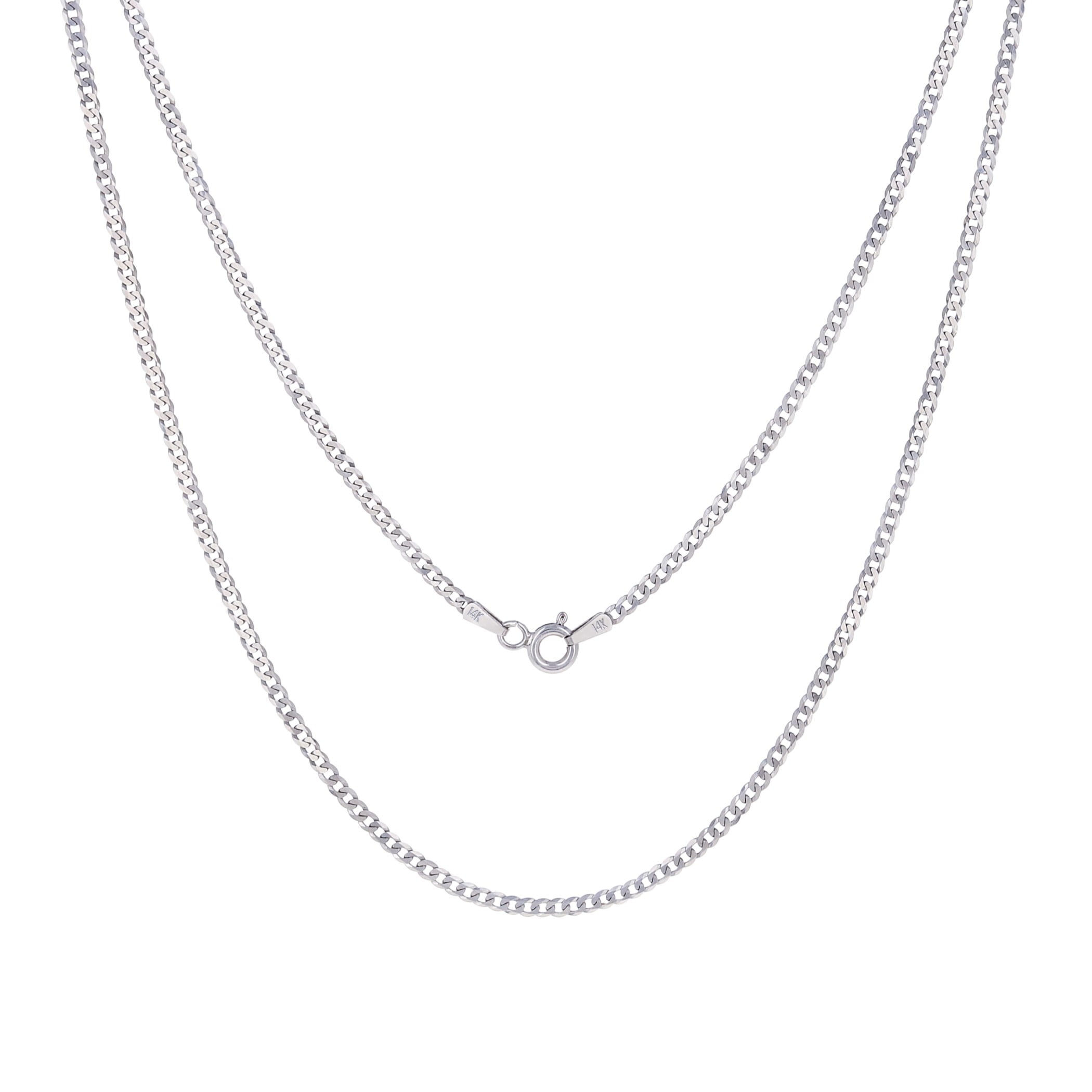 Nuragold 14K Real White Gold Solid Cuban Curb Link Chain Necklace 16"-30" (2mm-8mm) Italian Jewelry for Men & Women