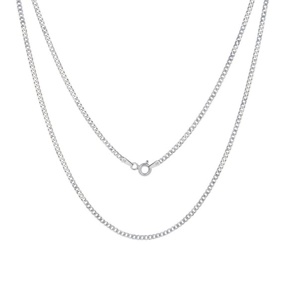 Nuragold 14k Real White Gold Solid Cuban Curb Link 2mm Chain Necklace (16"-24") Italian Jewelry for Men & Women