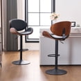 thumbnail image 3 of YOUNIKE Modern 24”H Swivel Barstool, Adjustable Height Counter Stool with Bentwood, Faux Leather Upholstered Bar Stool with Metal Frame, Black, 3 of 22