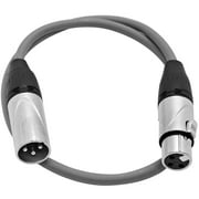 Seismic Audio 2 Foot Gray XLR Patch Cable Microphone Cord - 3 Pin XLR Male to XLR Female 2' - SAXLX-2Gray