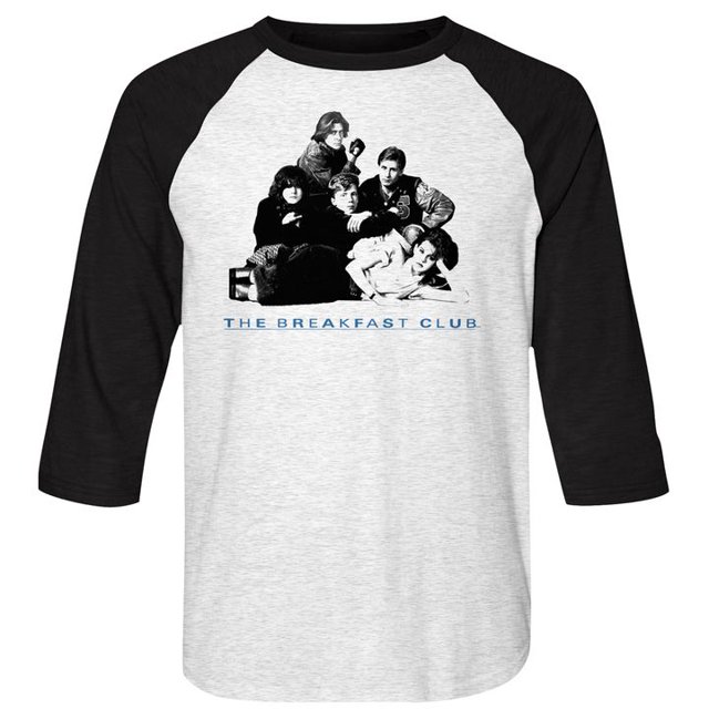 Breakfast Club Group White Heather/Vintage Black Adult 3/4 Sleeve Raglan T-Shirt