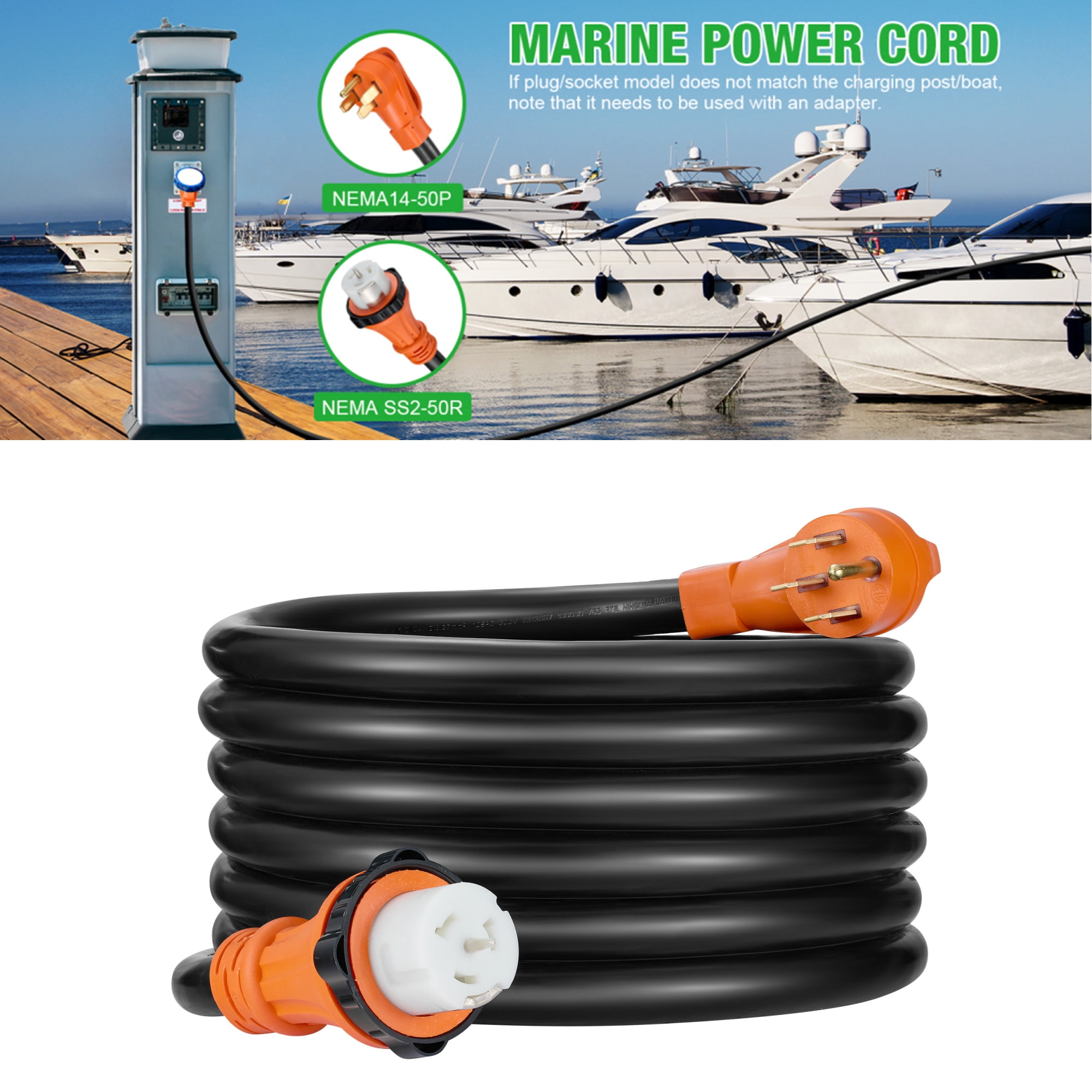 SPEEDWOW 20 FT 50 Amp RV Extension Cord, 125/250V Heavy Duty Extension Cord with Generator Inlet Box, 6/3+8/1 Gauge STW ETL Listed, NEMA 14-50P to SS2-50R, Waterproof Power Cord for RV Outdoor Home