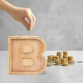 thumbnail image 5 of Gallickan Piggy Banks for Kids, Wooden Letter Piggy Bank Alphabet Cash Coin Bank, Encourages Early , Gifts for Birthday, Christmas, B, 5 of 6