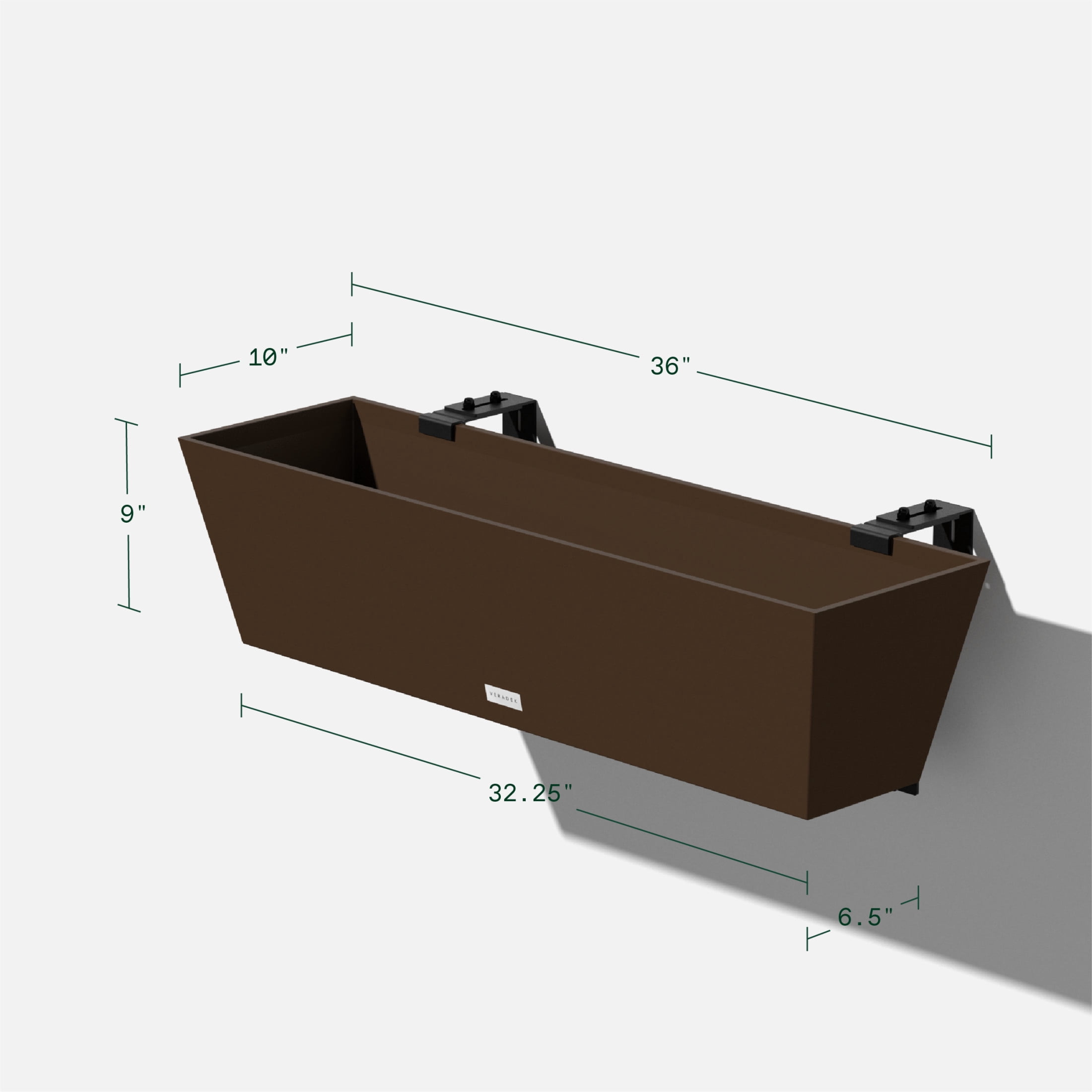 Veradek Pure Series Railing 36" Plastic Planter - Espresso