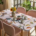 thumbnail image 3 of Pink Spring Floral Table Cloths for 3 Foot Rectangle Tables, Summer Botanical Vintage Birds Patio Waterproof Elastic Fitted Tablecloths, Washable Rectangular Table Cover for Camping, 3 of 8