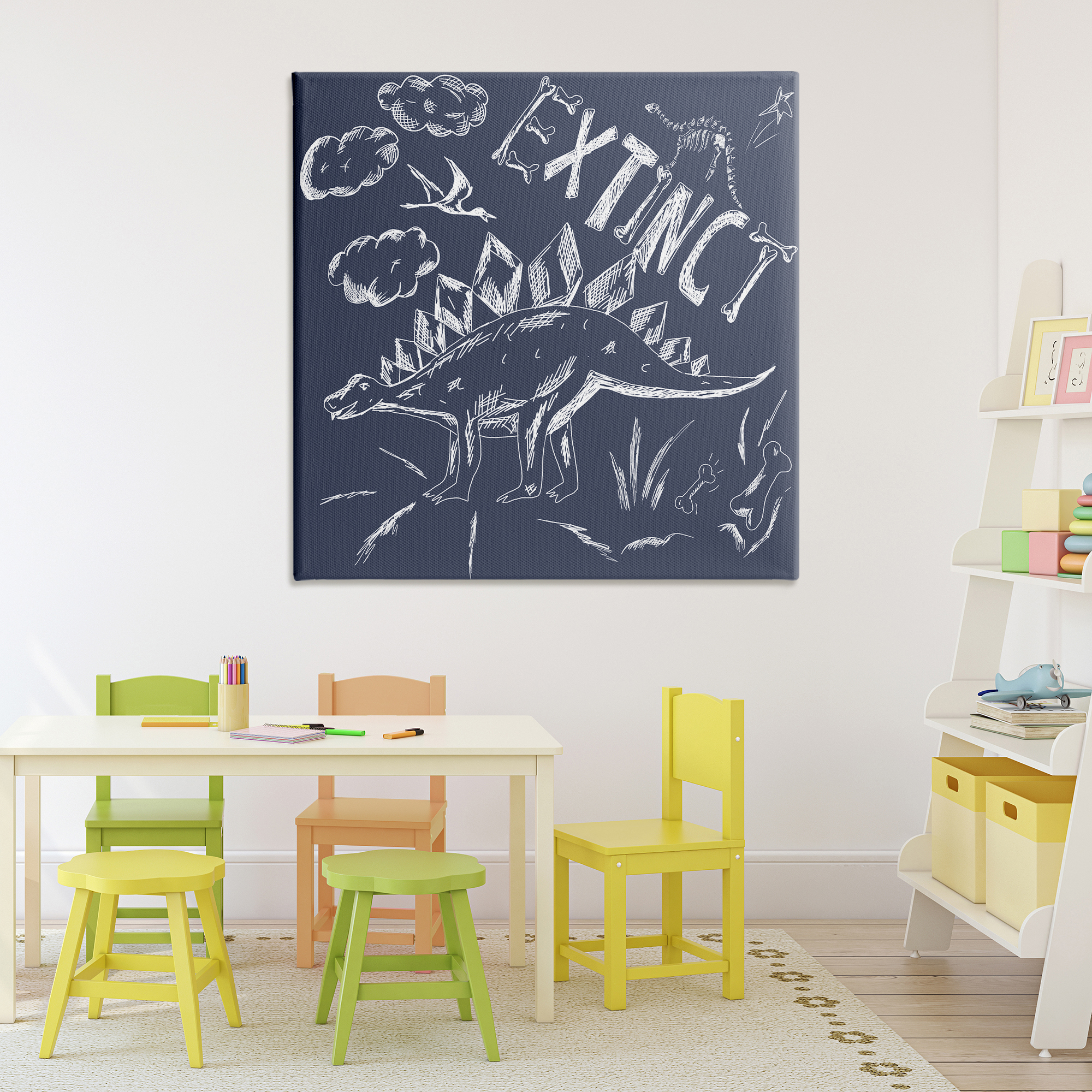 Sketchy Extinct Dinosaur Canvas Wall Art, design by HUE and MI and Sangita