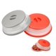 thumbnail image 1 of Cloche para microondas, 2 piezas de tapa para microondas con 2 ganchos, colador ondulado con orificios para vapor para frutas y verduras, sin bap y no tóxico (gris + rojo), 1 of 5