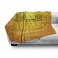 thumbnail image 3 of Austin Soft Flannel Fleece Throw Blanket, Minimal Texas City Linear Skyline with Typographic Design Doodled Sun, Cozy Plush for Indoor and Outdoor Use, 50" x 70", Yellow and Orange, by Ambesonne, 3 of 6